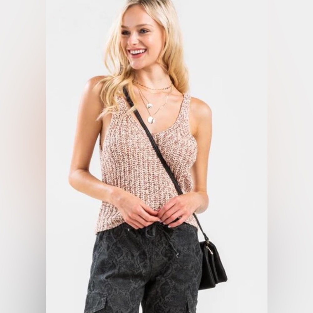 Women's Beige Knit Tank Top